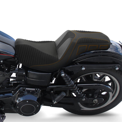 Black+Brown Driver Passenger Seat Fit For Harley Dyna Super Wide Glide 06-17 16