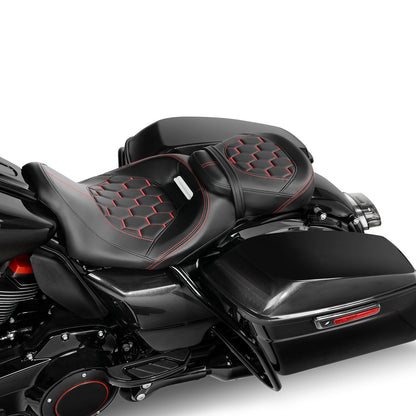 Driver Passenger Gel Seat Fit For Harley Touring Street Glide 2009-2023 22 Black