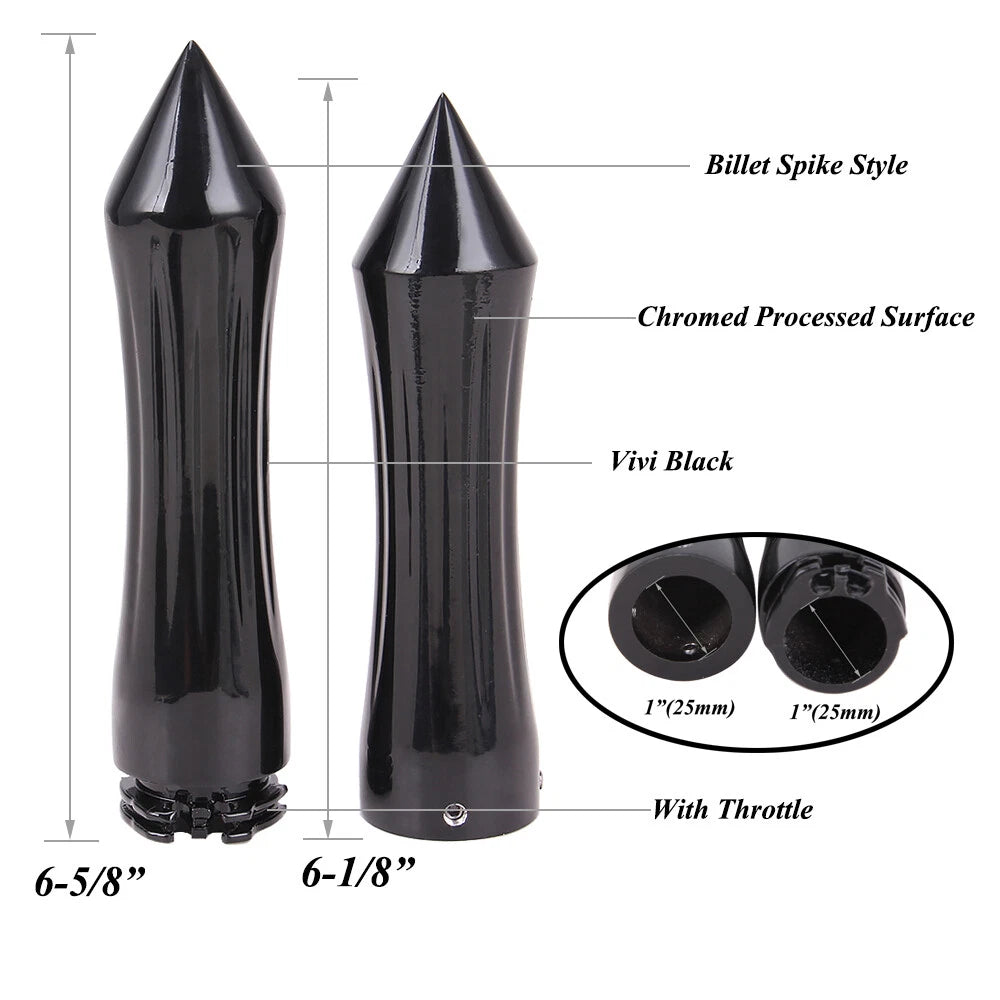 1" Motorcycle Spike Handlebar Hand Grips With Throttle For Harley Honda Kawasaki