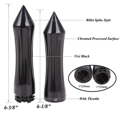 1" Motorcycle Spike Handlebar Hand Grips With Throttle For Harley Honda Kawasaki