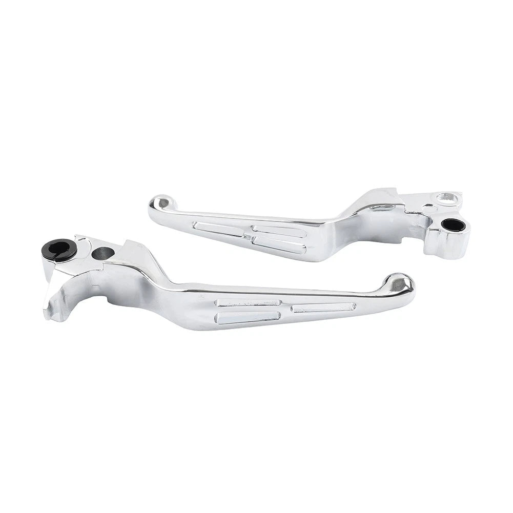 Brake Lever Set Slotted Clutch Levers Fit For Harley Davidson 1996-2017 Chrome