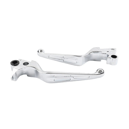 Brake Lever Set Slotted Clutch Levers Fit For Harley Davidson 1996-2017 Chrome