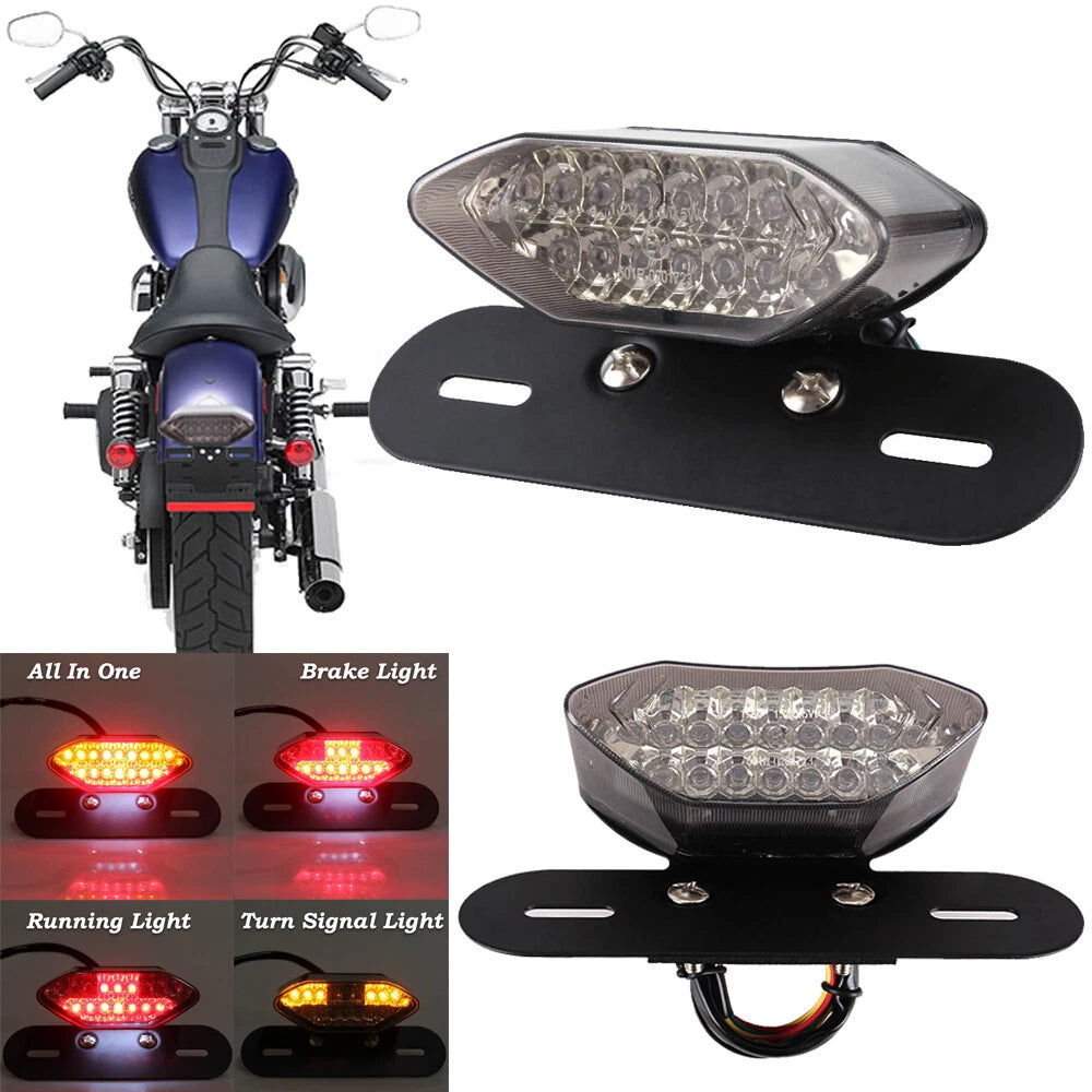 Motorcycle LED Turn Signals Brake Stop Light License Plate Integrated Tail Light