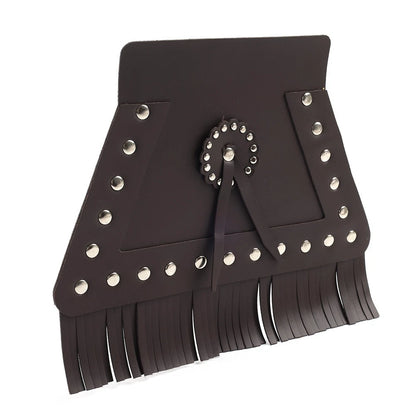 PU Leather Motorcycle Rear Fender Mud Flap Cover with Fringe Brown For Harley