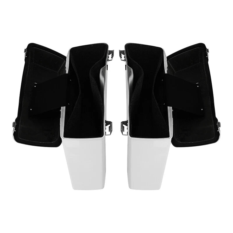 White Hard Saddlebags & Conversion Bracket Fit For Harley Softail Springer 84-17