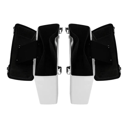 White Hard Saddlebags & Conversion Bracket Fit For Harley Softail Springer 84-17