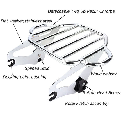 Detachable TwoUp Luggage Rack For Harley Touring Road King Street Glide 09-22 US