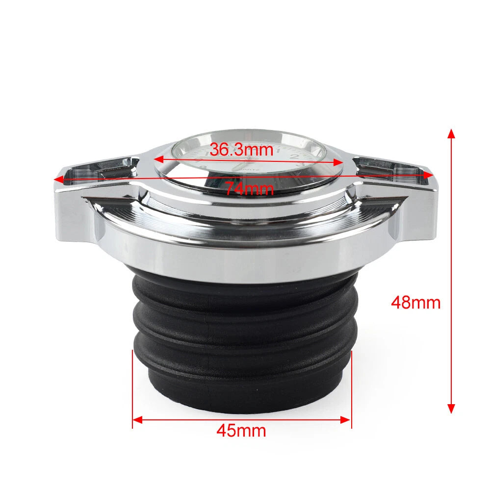 Fuel Gas Tank Oil Cap Cover W/Clock Chrome For Harley Sportster 883 Softail Dyna