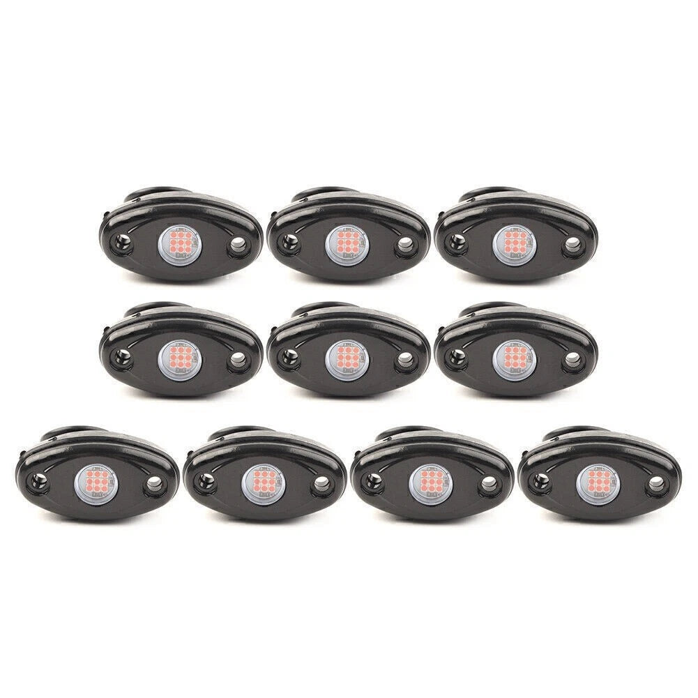 9W LED Rock Light Red Under Body Lamp 10pcs For JEEP Offroad Truck Trail Rig Bar