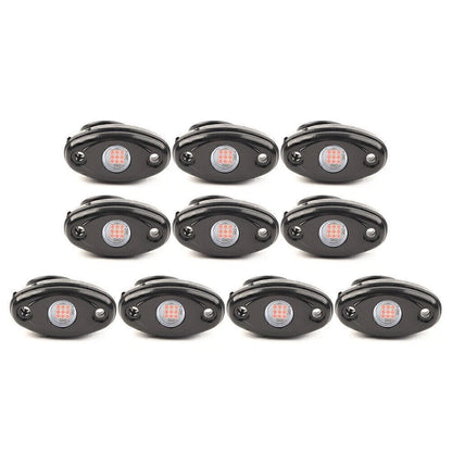 9W LED Rock Light Red Under Body Lamp 10pcs For JEEP Offroad Truck Trail Rig Bar