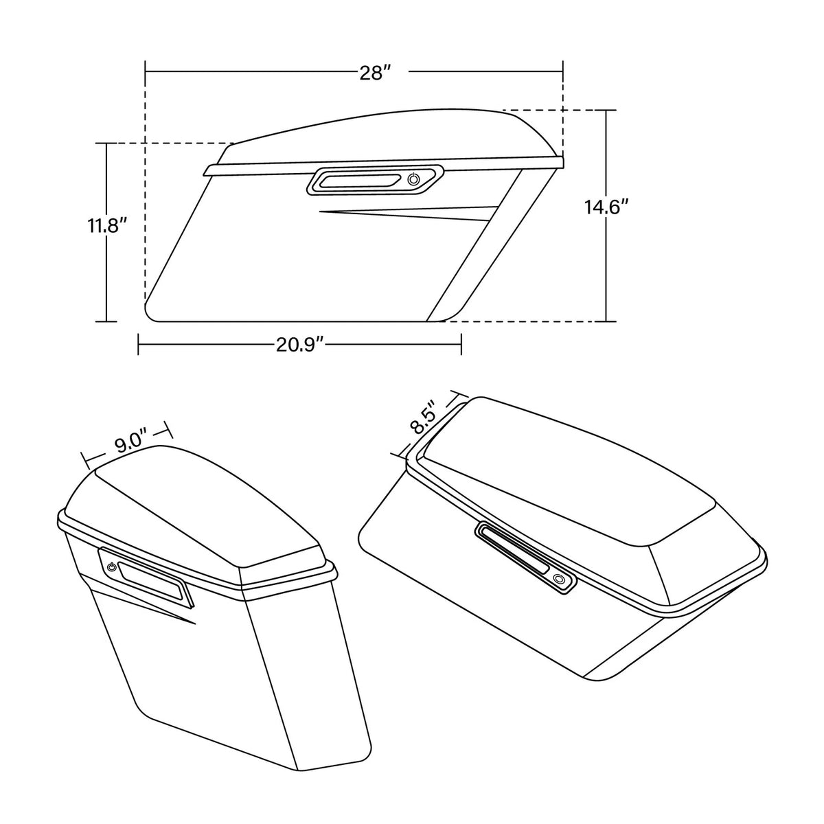 Hard Saddlebags For Harley Street Glide 14-23 22 Sunset Orange/Sunset Black Fade