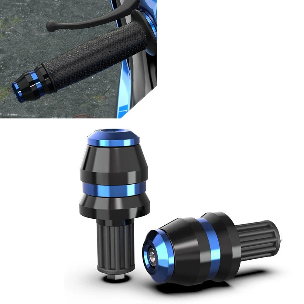 2x Universal 22mm 7/8" Motor Handlebar Grips Bar End Slider Cap Plugs CNC Blue