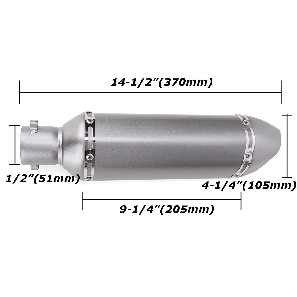 Motorcycle 370MM Universal Exhaust Muffler Pipe with DB Killer Slip on Bike ATV