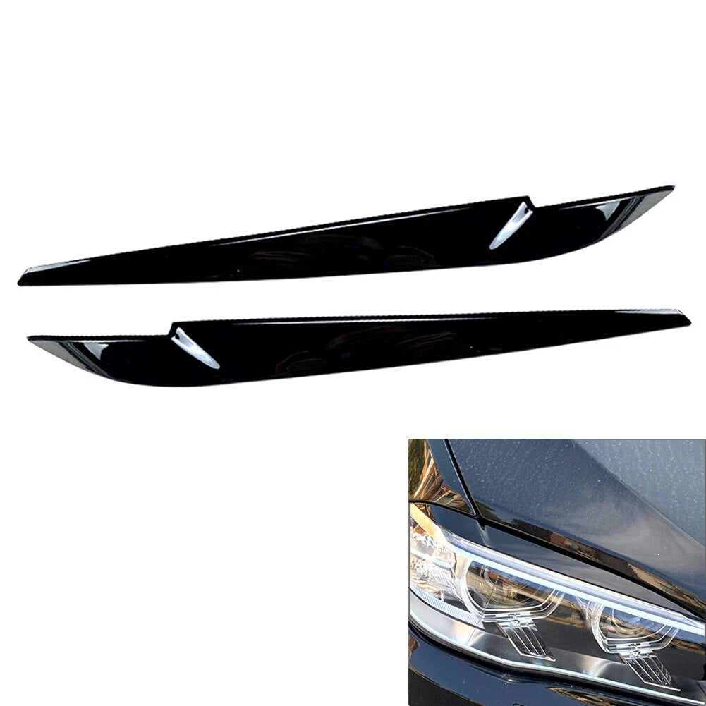 Front Headlight Eyebrow Lamp Brow Cover Trim For BMW X5 F15 X6 F16 14-18 Black