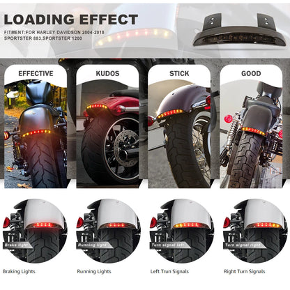 LED Fender Brake Turn Signal Tail Light For Harley Dyna Super Wide Glide Softail