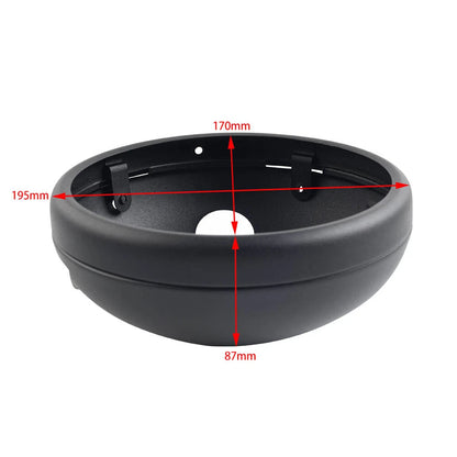 7" Motorcycle Round Headlight Headlamp Housing Cover Bucket Gloss Black Iron