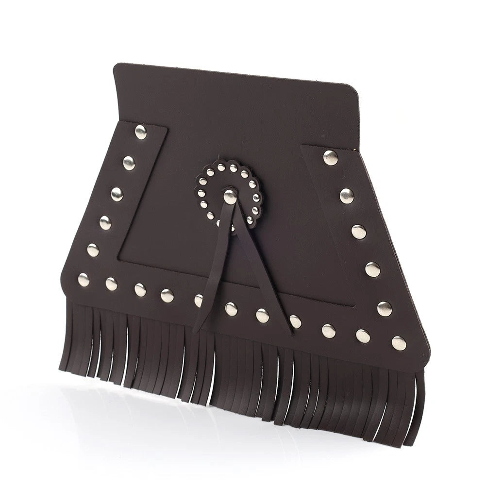 PU Leather Motorcycle Rear Fender Mud Flap Cover with Fringe Brown For Harley