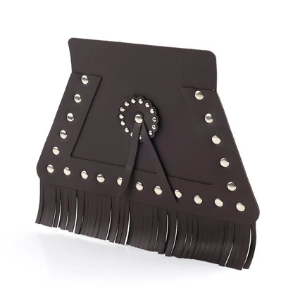 PU Leather Motorcycle Rear Fender Mud Flap Cover with Fringe Brown For Harley
