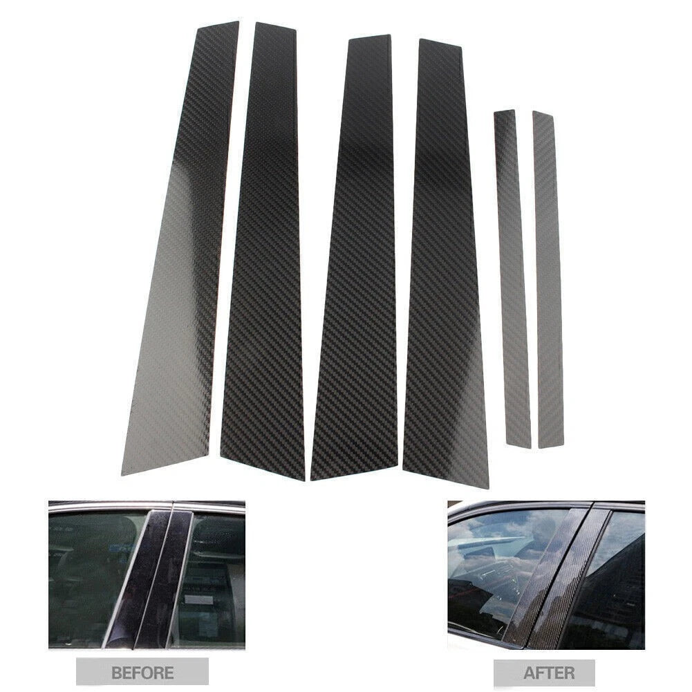 Window B Pillar Trim Cover Set Carbon Fiber Fit BMW 3 Series E46 1998-2004