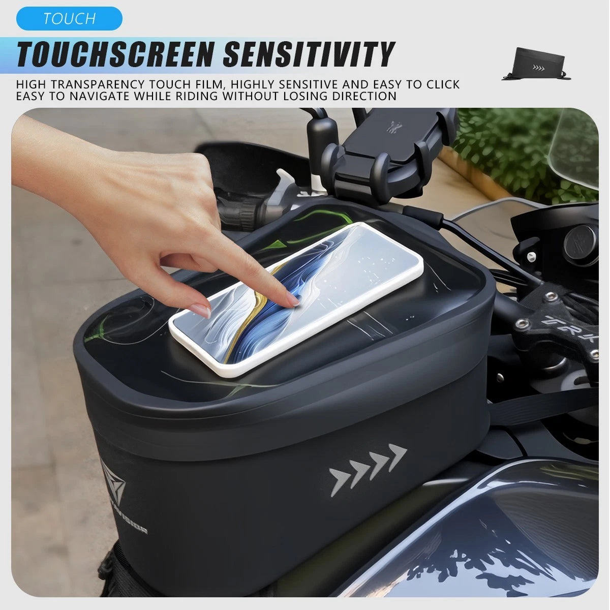 Waterproof Motorcycle Fuel Tank Bag Magnetic Motorbike Luggage Phone Storage Bag