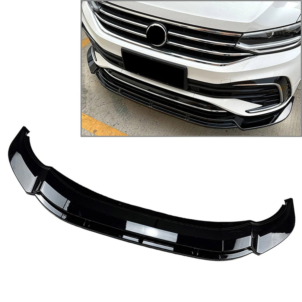 Front Bumper Spoiler Lip For For Volkswagen Tiguan Rline 2021-2023 Glossy Black