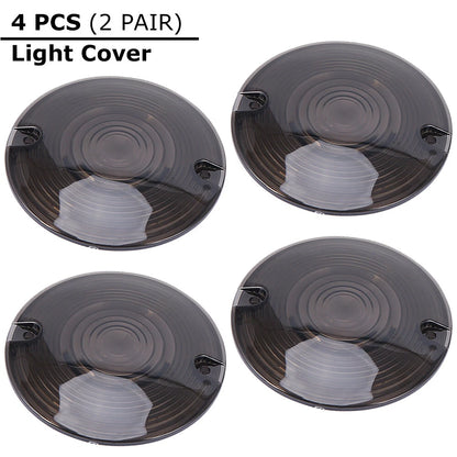 4PCS Motorcycle Turn Signal Light Smoked Lens Covers For Harley Touring Softail