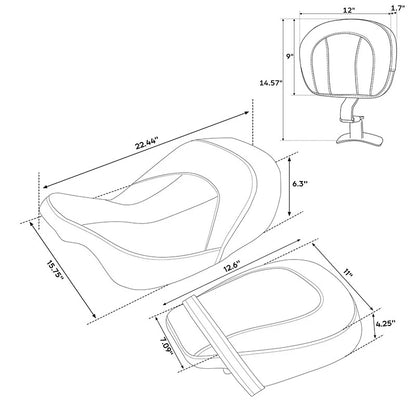Driver Passenger Seat Rider Backrest Pad For Harley Street Road Glide 2009-23 22