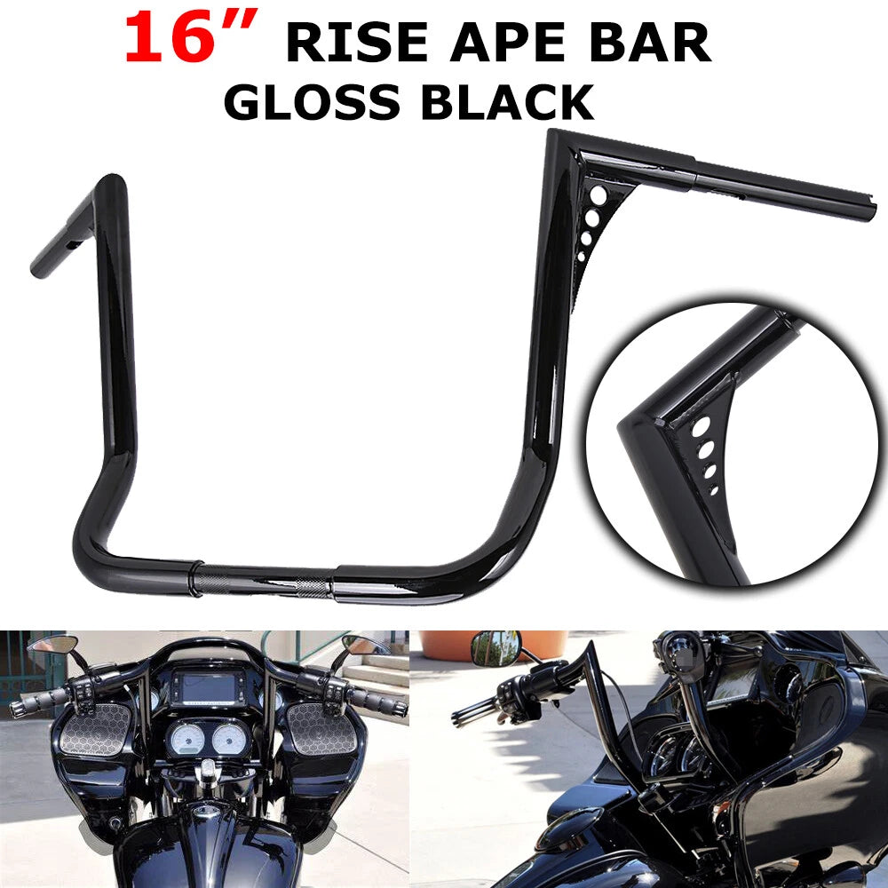 16" Rise 1-1/4" Ape Hanger HandleBar Fit For Harley Dressers Baggers Touring US
