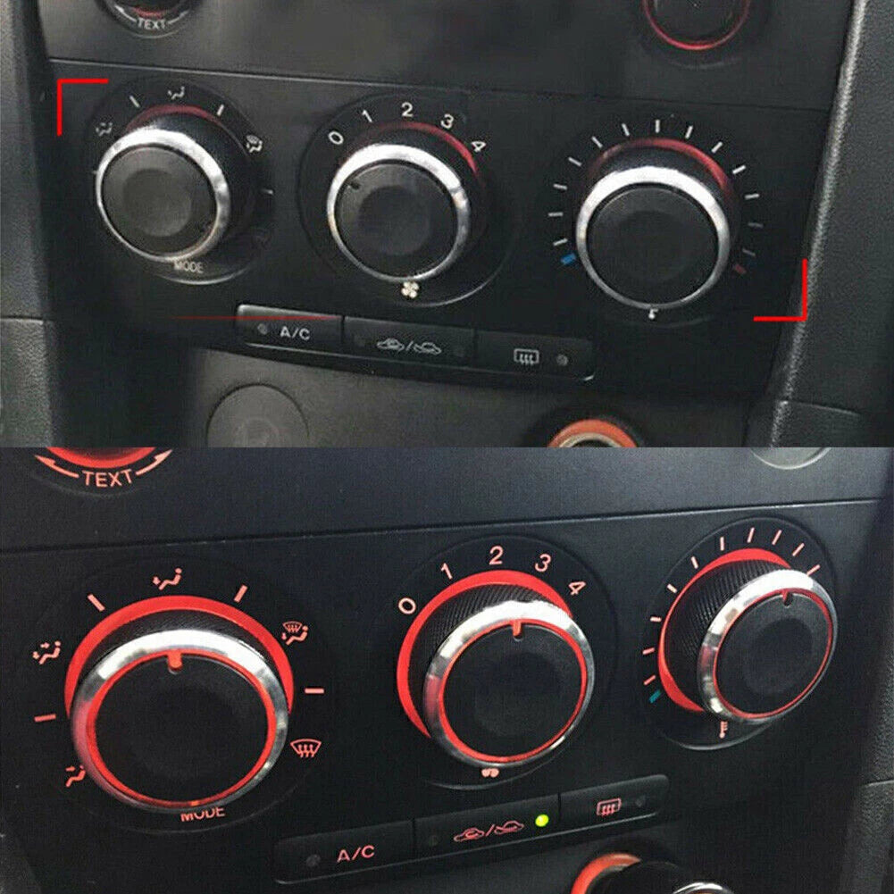3Pcs Air Condition A/C Panel Control Switch Knob Cover For MAZDA 3 M3 2004-09