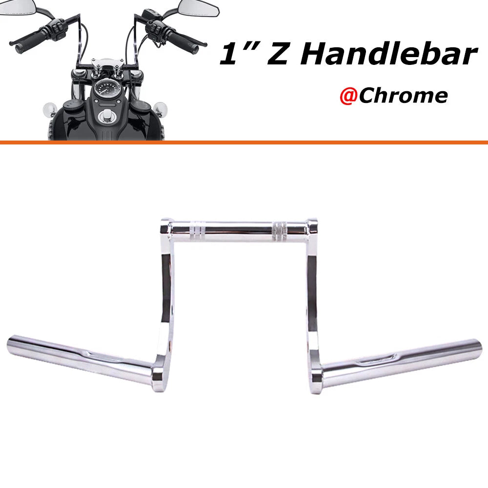 Chrome Drag Handlebar 1" Z Bars For Harley Sportster XL 883 1200 Softail Dyna US