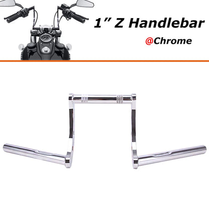Chrome Drag Handlebar 1" Z Bars For Harley Sportster XL 883 1200 Softail Dyna US