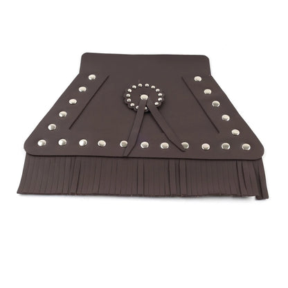 PU Leather Motorcycle Rear Fender Mud Flap Cover with Fringe Brown For Harley