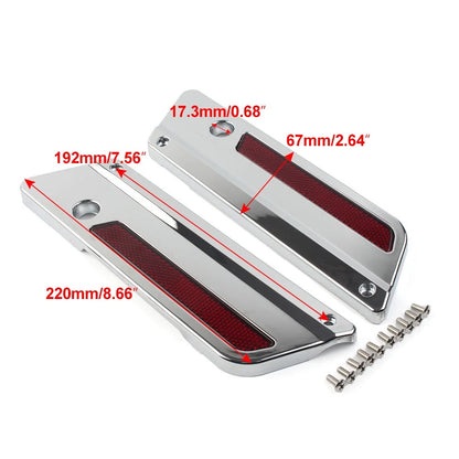Saddlebag Latch Plate Cover W/ Red Reflector For Harley Touring 1993-13 Chrome