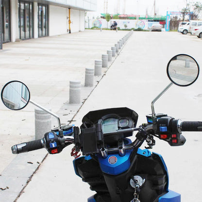 Metal 10mm Chrome Long Stem Motorcycle Mirrors Round For Harley Honda Scooter US