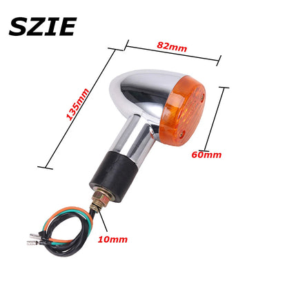 1 PAIR Chrome Amber Motorcycle Turn Signal Brake Blinker Lights For Harley USA