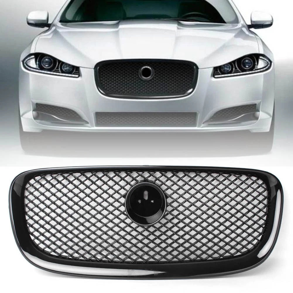 Front Center Upper Grille Glossy Black For Jaguar XF XFR 2012-2015