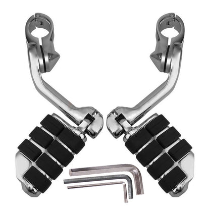 Chrome Long Highway Foot Pegs Crash Bar For Harley Cruiser Motorcycle 1-1/4"
