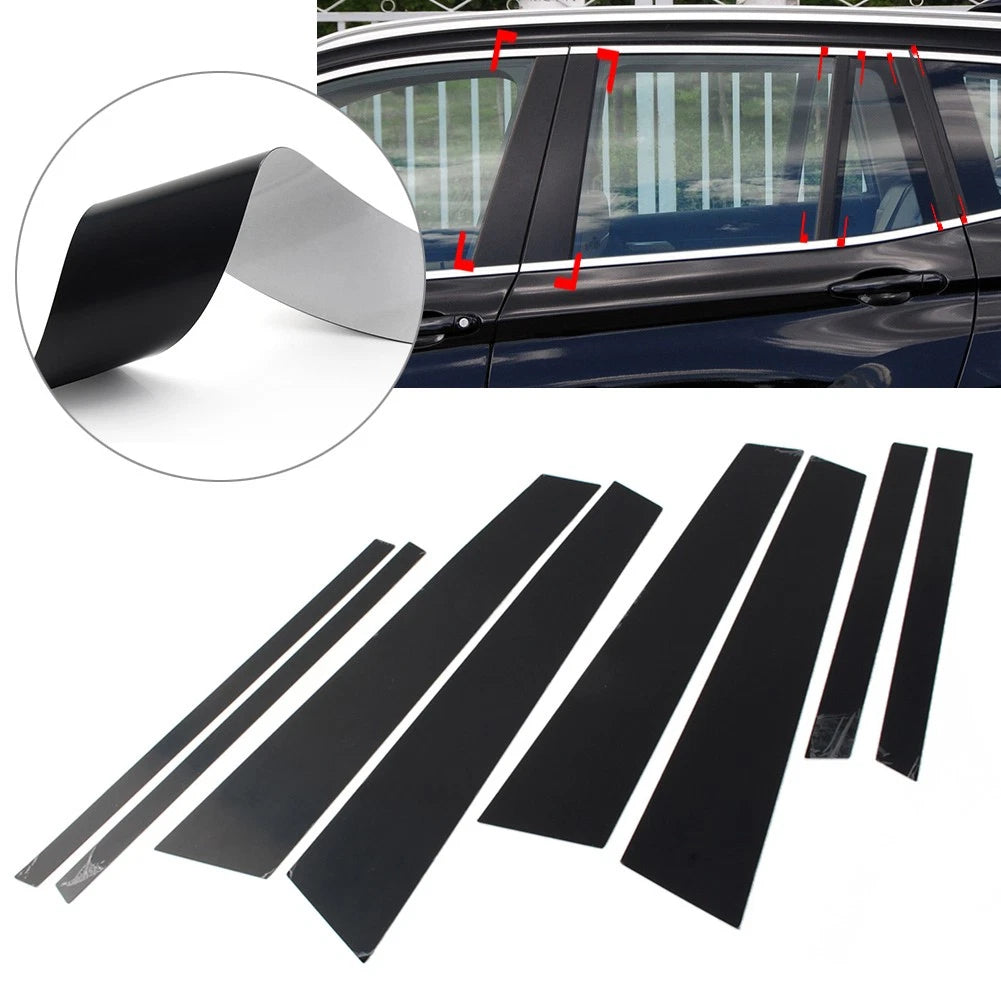 8 Pcs Car Bright Black Door Window Pillar Post Cover Trim For BMW X3 F25 2011-17