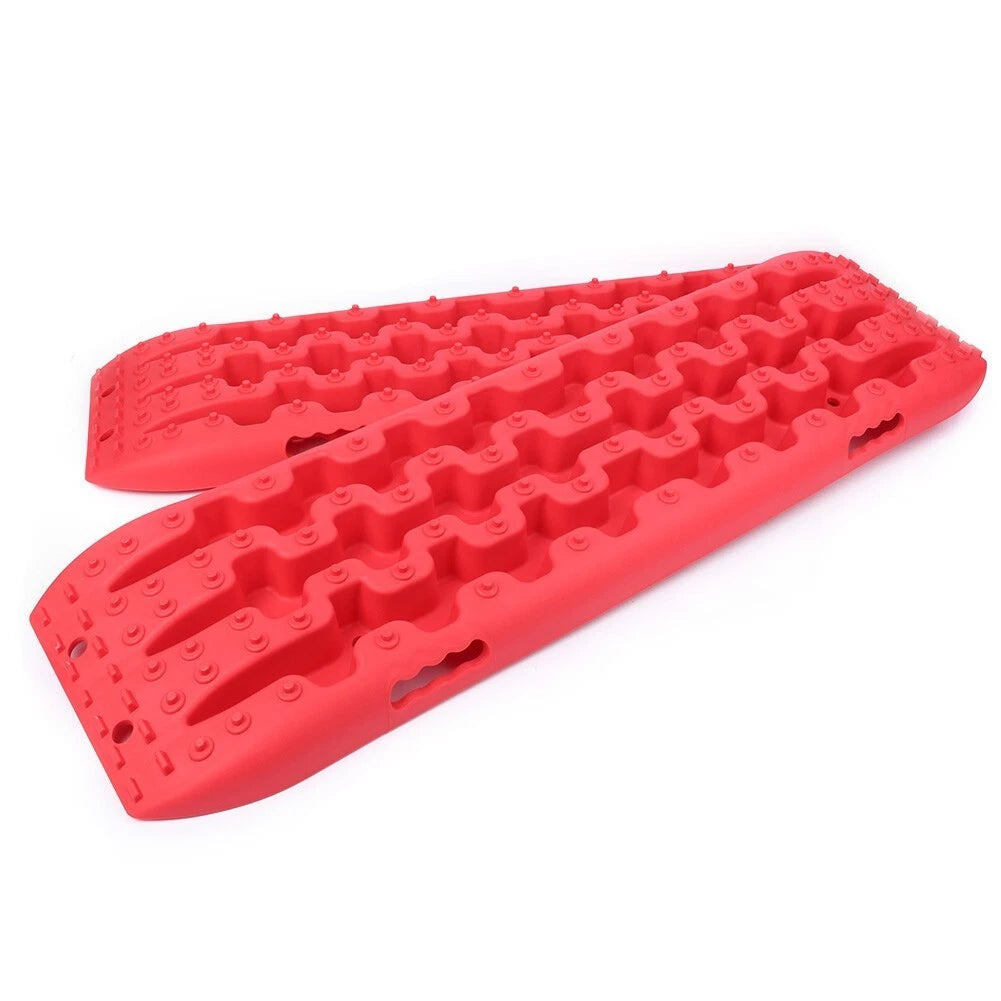 Red 2X Recovery Traction Sand Tracks Snow Mud Track Tire Ladder 4WD Off Road