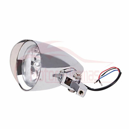 Chrome Bullet Tri Bar 4.5" Headlight For Harley Chopper Sportster Dyna Softail