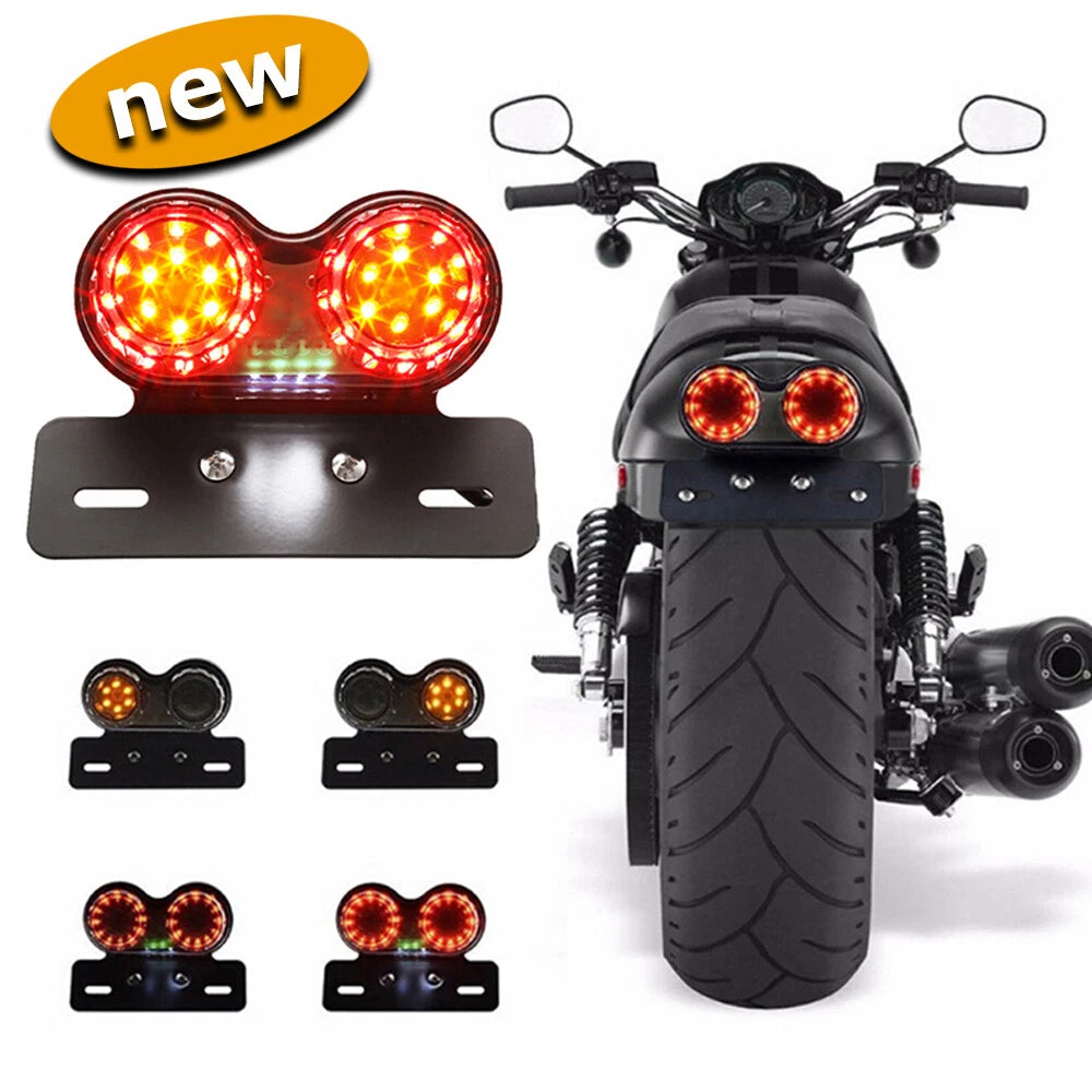 Motorcycle LED Brake Tail LightS Turn Signal License Plate Cafe Racer Dirt Bike