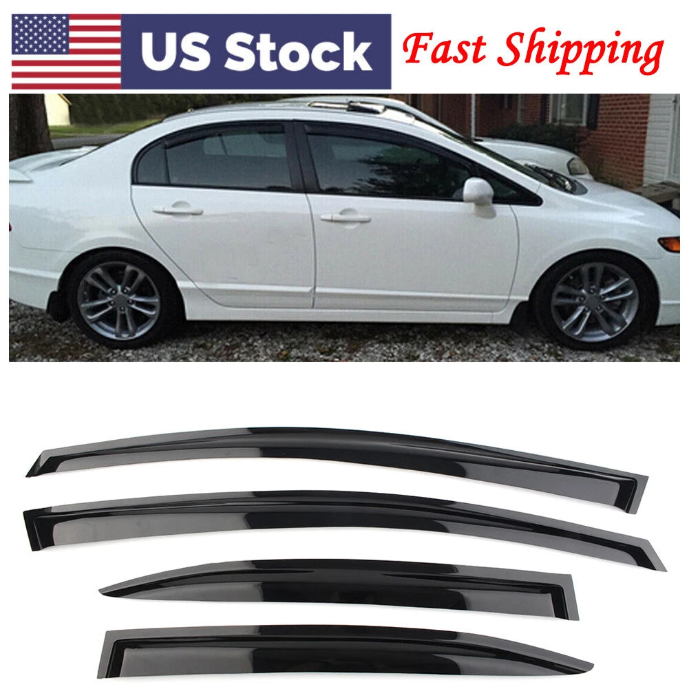 Sun Visor Window Rain Guards Vent Shade For 2006-11 Honda Civic Sedan Smoke US