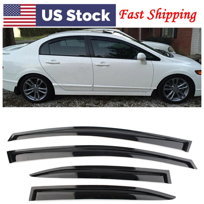 Sun Visor Window Rain Guards Vent Shade For 2006-11 Honda Civic Sedan Smoke US