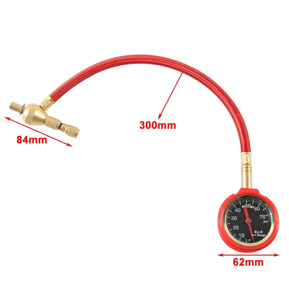 Tire Deflator Kit Tire Pressure Gauge 0-75 PSI Rapid Air Down Offroad Kit