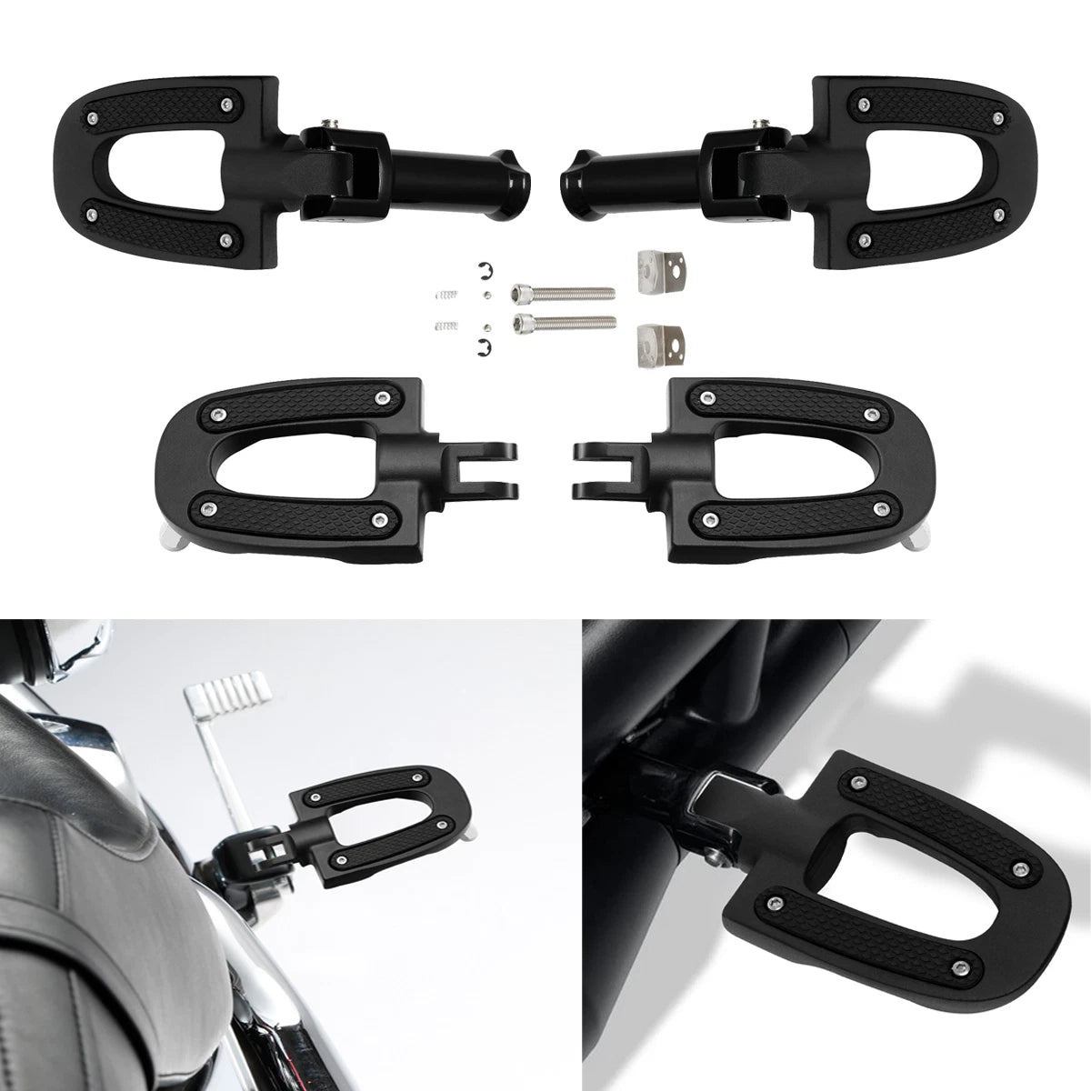 Matt Black Driver Passenger Footpegs W/ Bracket Fit For Harley Softail 18-24 23
