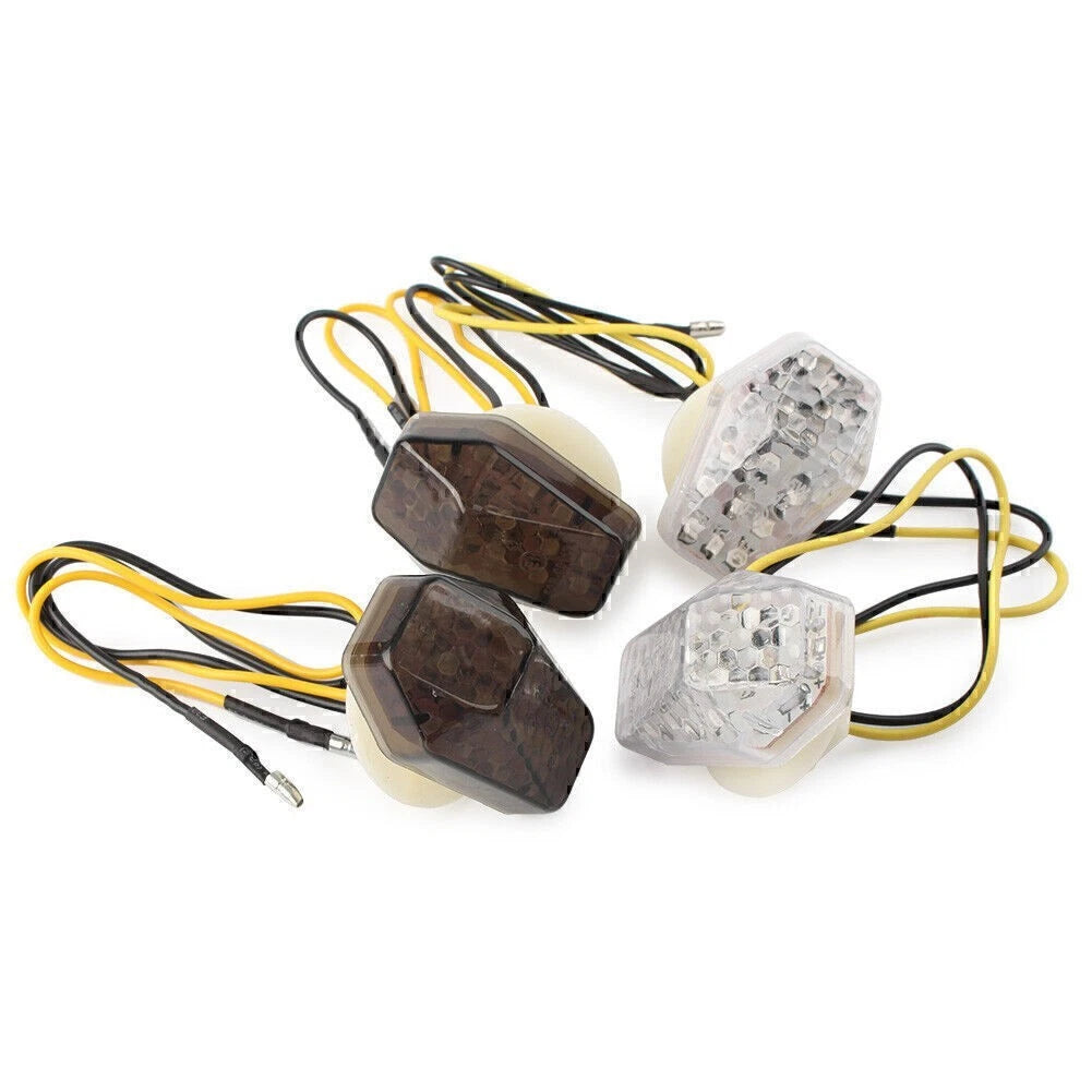 Amber LED Turn Signal Lights Clear Lens For Suzuki GSXR600 750 1000 SV650 1000