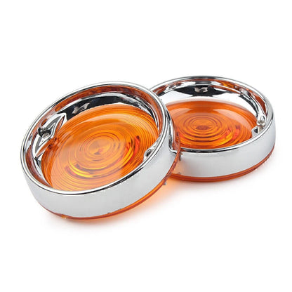 Fit Harley Touring Road Glide Turn Signal Bezels Visor Amber Lens Cover Chrome