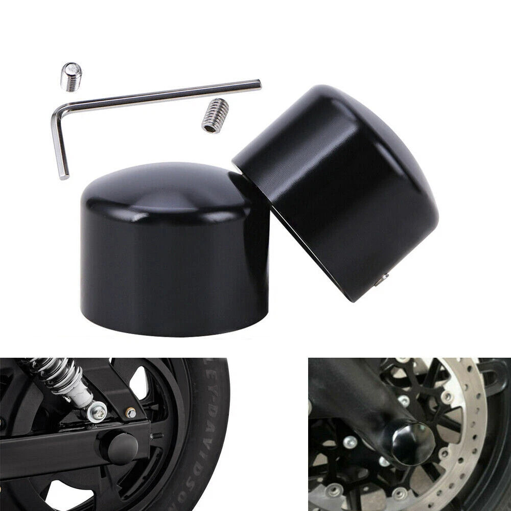 Pair Black Front Axle Nut Cover Cap For Harley Touring Trike ROAD KING ELECTRA