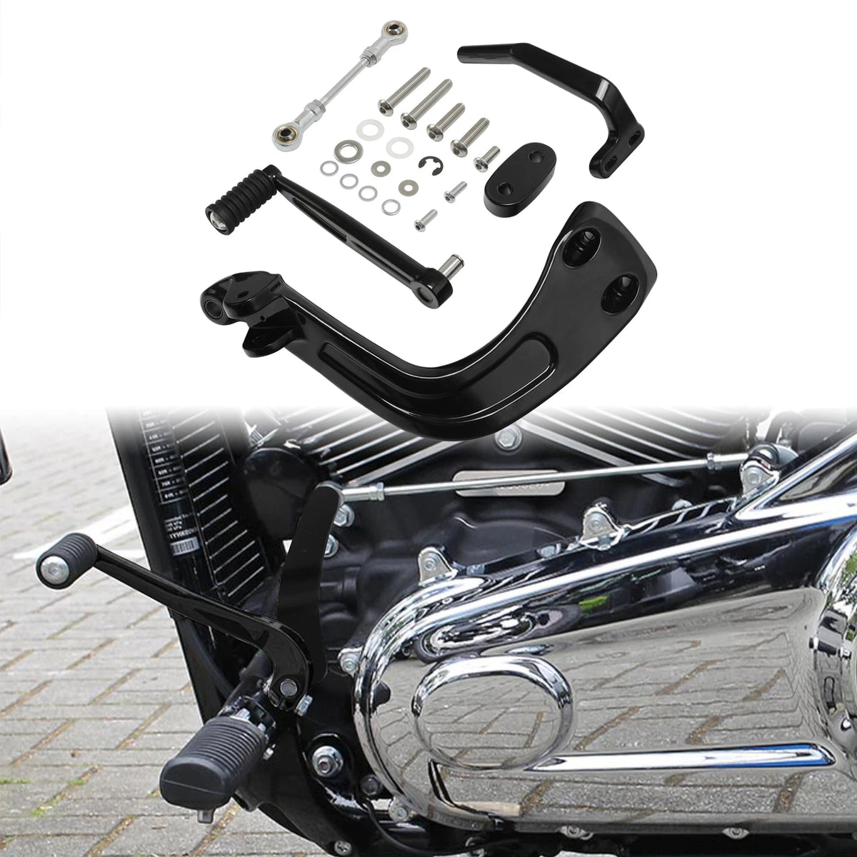 Mid Controls Shift & Brake Side Kit Fit For Harley FLSB FXFB FXFBS 2018-Up Black