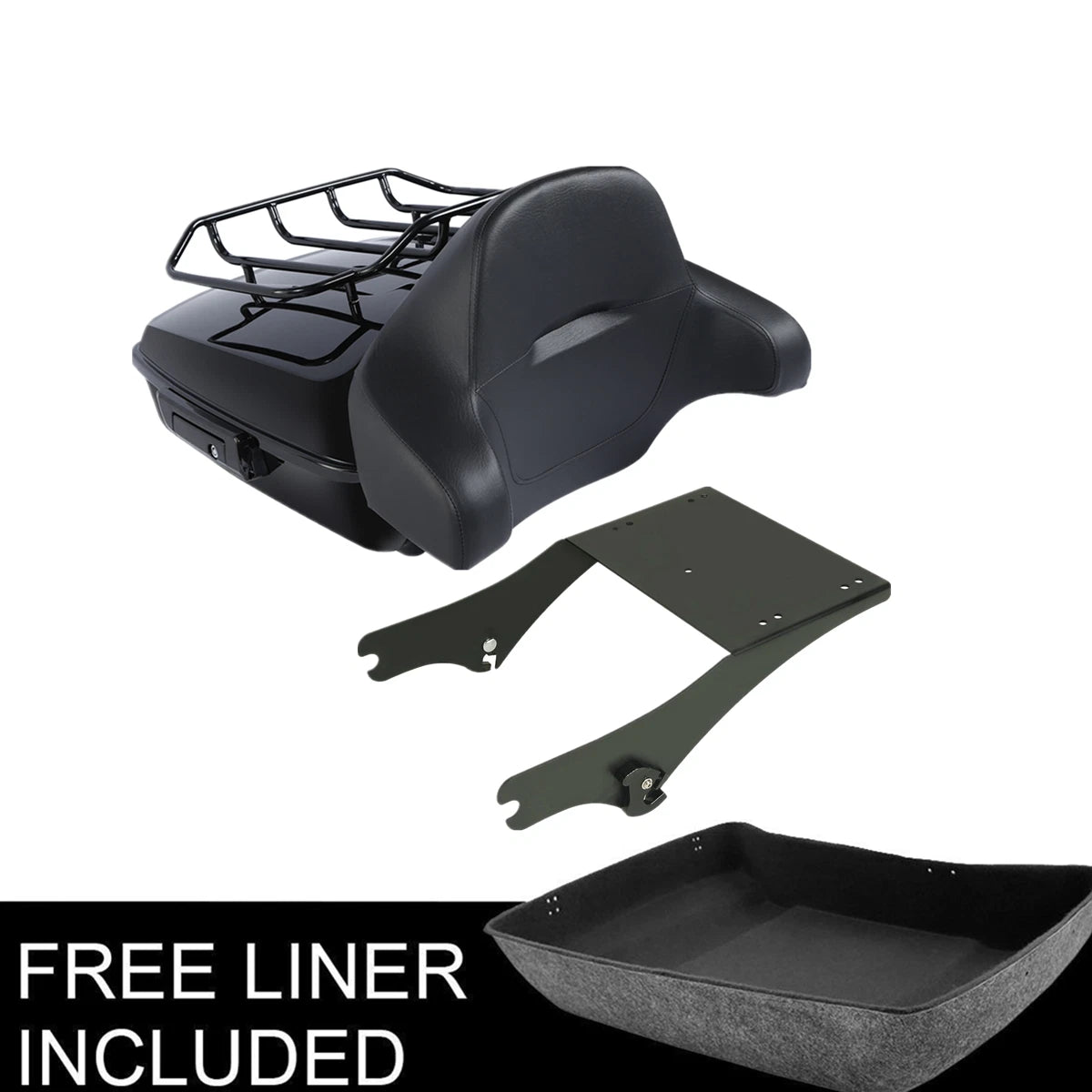 Black Chopped Trunk Pad Rack Fit For Harley Street Road Glide 97-08 99